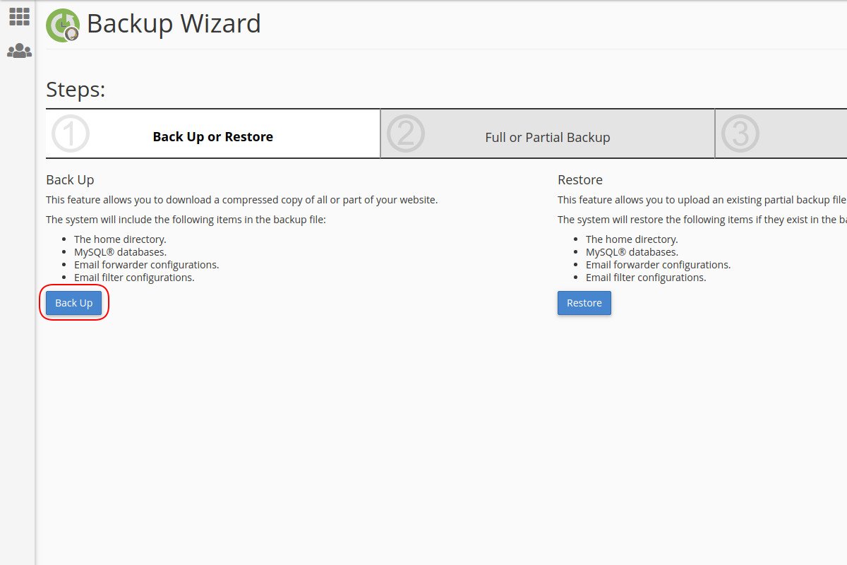 Kreiranje sigurnosne kopije mejl filtera preko Backup Wizard opcije